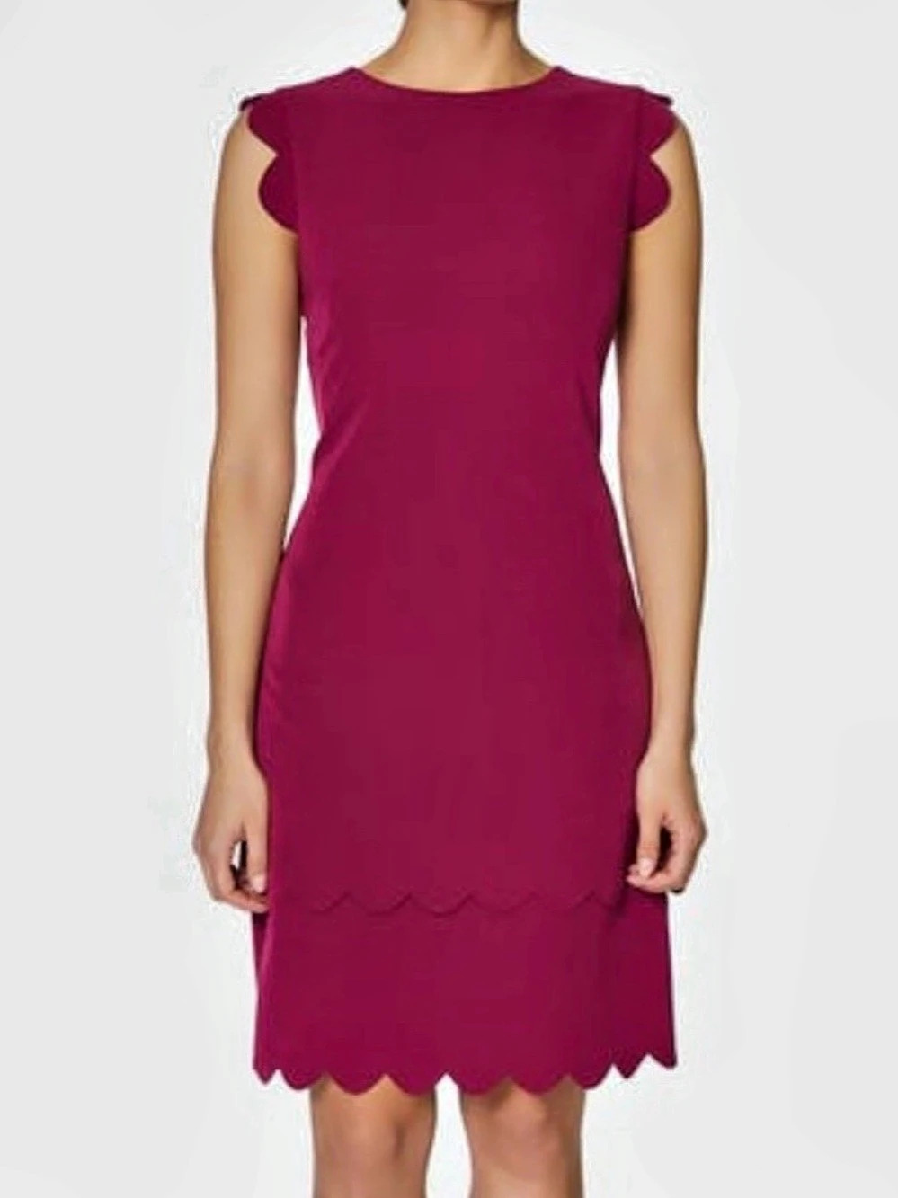 Betsey Johnson Scalloped Mini Dress in Pink Size 14 NWT